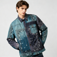 Blouson Bomber Vintage à Imprimé Paisley avec Poche à Rabat, Style Streetwear Oversize Décontracté pour Homme, Fourniture ODM