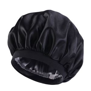 Gorro de satén de tamaño Extra grande, patrón de logotipo personalizado, gorro de dormir de doble capa, cuidado del cabello, forro de satén, gorros de noche para mujer - Product Image 5