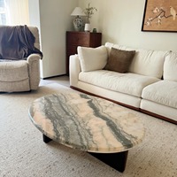 Table basse en marbre de luxe moderne Rosso personnalisée, plateau en pierre naturelle pour salon, bar à domicile, villa et hôtel