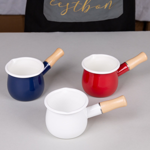 Réchauffeur de beurre émaillé antiadhésif en métal conception mignonne petite bouche versant des liquides alimentaires sauce chauffante 550ml Mini marmite en fonte - Product Image 5