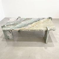 Table basse carrée en marbre vert Victoria, meubles en pierre naturelle pour salon