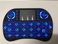 I8 Keyboard nirkabel Mini I8 2.4G, kendali jarak jauh Mouse terbang udara Backlit Inggris Rusia Spanyol Prancis untuk Android Tv Box