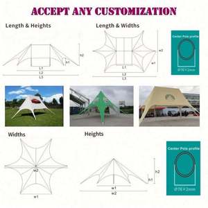Tente araignée personnalisée avec auvent en forme d'étoile, structure en polyester/aluminium, taille sur mesure pour événements en extérieur et en intérieur, protection contre le soleil et la pluie - Product Image 6