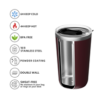Vaso Térmico de 20 oz de Acero Inoxidable de Doble Pared Aislado para Sublimación Taza de Café al Vacío con Tapa Deslizante
