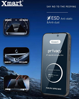 Film de protection d'écran en verre trempé incurvé Xmart Blue Privacy Glass anti-statique Super 8K pour iPhone 18 Pro Max 17 16 15 14 13