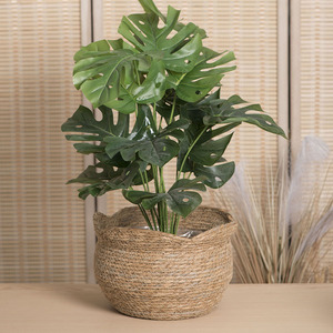 Woven Straw Flower Pots Round Handmade Biodegradable For Indoor Home Office Hotel Decoration <b>Storage</b> <b>Baskets</b> - Product Image 3
