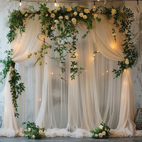 Voilages et rideaux ivoire pour toile de fond de fête d'anniversaire, décorations romantiques pour rampe d'escalier, tissu en tulle blanc, nœuds de chaise de mariage