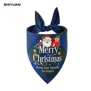 शियान क्रिसमस कुत्ते बन्ना के लिए पालतू लार तौलिया प्रिंट नरम और आरामदायक क्रिसमस के प्लेड डॉग बन्ना - Product Image 1