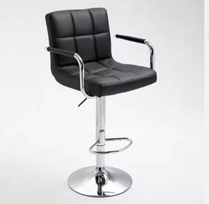 Sillas de Bar Giratorias Ajustables en Altura, Tapizadas en Cuero Negro Moderno y Ecológico, Duraderas, para Cocina Comercial y Exteriores, Venta al Por Mayor - Product Image 6