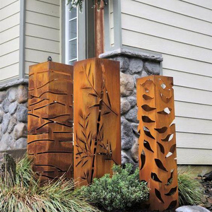 Lâmpada de escultura corten de aço inoxidável, caixa de luz para jardim - Product Image 1