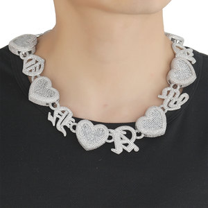 <span class=keywords><strong>Grande</strong></span> <span class=keywords><strong>collana</strong></span> Vintage Punk <span class=keywords><strong>con</strong></span> lettere a <span class=keywords><strong>cuore</strong></span> pesante in ottone fatto a mano <span class=keywords><strong>con</strong></span> intarsio in stile Hip-Hop <span class=keywords><strong>collana</strong></span> di catene di moda - Product Image 3