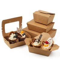 Boîtes télescopiques jetables à 3 compartiments en papier kraft pour nouilles, compostables et biodégradables, avec revêtement PLA/PE, logo personnalisé
