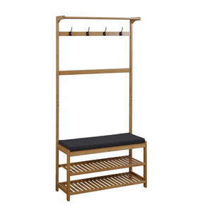 Mueble Zapatero Moderno y Elegante <span class=keywords><strong>para</strong></span> Entrada o Pasillo con Banco y <span class=keywords><strong>Perchero</strong></span>, Estante de Almacenamiento de Bambú <span class=keywords><strong>para</strong></span> Ropa - Product Image 1