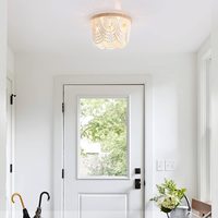 Plafonnier encastré en bois perlé de Bohême Mini lustre rustique antique finition blanche pour chambre à coucher, chambre d'enfant, chambre de fille