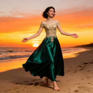 Novo Vestido de Festa Vintage em Poliéster Antiestático e Respirável com Cintura Império em A-Line para Mulheres - Product Image 2