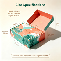 Boîte cadeau pliante en papier avec motif tropical personnalisé pour l'emballage de produits d'été