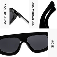 Lunettes de soleil carrées surdimensionnées épaisses, style rétro vintage, verres roses PC UV400, lunettes de soleil tendance, marque de luxe, lunettes pour femmes