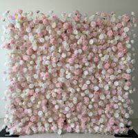 H0707 dekorasi pernikahan Blush warna campuran bunga palsu Dinding 3D kain kain Hot Pink sutra buatan bunga mawar Panel latar Dinding