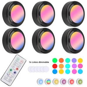 <span class=keywords><strong>Luz</strong></span> Nocturna Redonda de Cabecera con Control Remoto de 16 Colores RGB, <span class=keywords><strong>Luz</strong></span> <span class=keywords><strong>LED</strong></span> de Batería, <span class=keywords><strong>Luz</strong></span> <span class=keywords><strong>para</strong></span> Armario y Guardarropa - Product Image 1