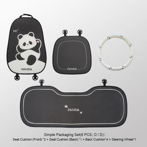 <span class=keywords><strong>Coussin</strong></span> de siège de voiture style dessin animé Panda, ensemble complet, en polyester et coton lin écologiques, protection toutes saisons - Product Image 4