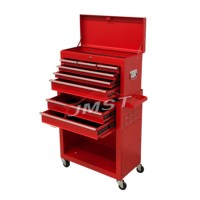 Coffre à outils en métal, coffre à outils à 8 tiroirs sur roulettes, armoire de rangement d'outils amovible avec serrure pour garage