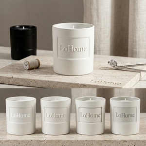 Lot de pots à bougies en céramique, blanc mat et noir, vides, avec logo personnalisé, style minimaliste, pour parfums et décoration quotidienne - Product Image 4