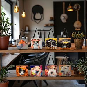 Bolsa de Hombro de Lona Creativa para Mujer con Estampado de Perro de Dibujos Animados, Ideal para Viajes y Compras - Product Image 6