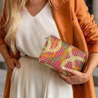 Portefeuille en cuir rouge Puakenikeni Lei pour femme, pochette zippée pour cartes et monnaie, sac à main imprimé sur demande, pochette, livraison directe