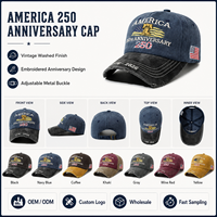 Casquette de baseball brodée du 250e anniversaire des États-Unis pour hommes et femmes, casquette vintage à visière, chapeau de protection solaire pour l'extérieur