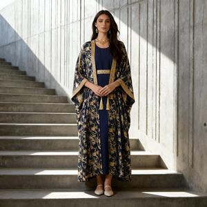 Elegant Foil Print Polyester Custom Party Abaya <b>for</b> Muslim <b>Women</b> <b>Dress</b> Wholesale Manufacturer OEM Supply - Product Image 2