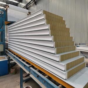 Panneau sandwich en <span class=keywords><strong>laine</strong></span> <span class=keywords><strong>de</strong></span> roche ignifuge, plaque d'acier anticorrosion, imperméable, hôtel, atelier, chambre froide, lieux sportifs, entrepôt - Product Image 4