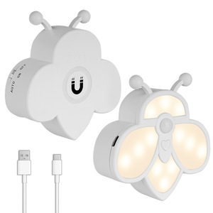 RGB Nighttime <b>Sensor</b> <b>Light</b> with Thirteen Multi-Color Options Stepless Dimming Bee-Shaped Design Magnetic Adsorption - Product Image 1