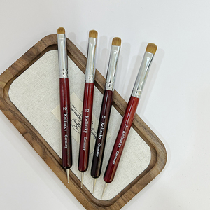 Pinceau pour manucure française à double tête, plaqué rhodium, manche en bois rouge, poils Kolinsky, stylo professionnel pour la peinture d'art des ongles en salon - Product Image 1