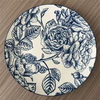 Ensemble de vaisselle florale en porcelaine à fleurs bleues vintage, 18 pièces, assiette en céramique de luxe de luxe, ensemble d'assiettes durables