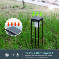 Éclairage solaire LED pour allée de jardin extérieur, forme carrée, en aluminium moulé sous pression, avec détecteur de mouvement, IP44, rechargeable, dimmable, CRI
