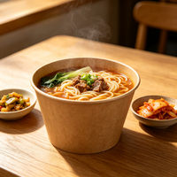 Bols à soupe en papier kraft jetables coniques de qualité commerciale en gros, contenants profonds pour sandwichs, nouilles, plats à emporter, logo personnalisé