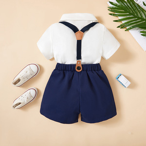 Ensemble <span class=keywords><strong>de</strong></span> tenue formelle pour bébés garçons, chemise à manches courtes avec short à bretelles, idéal pour les spectacles <span class=keywords><strong>de</strong></span> piano, les mariages, les événements <span class=keywords><strong>de</strong></span> garçons d'honneur - Product Image 2