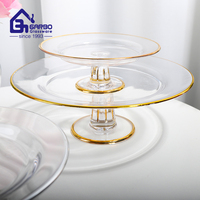 Assiette de présentation de luxe en verre transparent de 12,6 pouces, personnalisée en usine, avec motif de perles, pour mariage, vente en gros, assiette de présentation perlée argentée