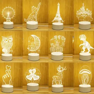 Lampu meja ilusi 3D kustom lampu dasar Led lampu Natal dekorasi kamar anak-anak lampu malam