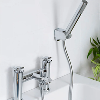 Chrome Salle De Bains Lavabo Robinet Double Levier Poignée Vanité Bain Douche Mitigeur avec Pommeau De Douche Pont Montage