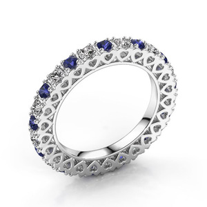 Elegante anello floreale cavo per donna, design con pietre bianche e blu intarsiate, gioielli di moda vintage - Product Image 1