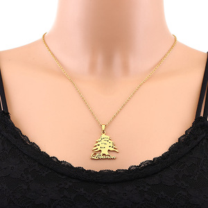 Bestseller Edelstahl Libanon Nationalemblem Karte <span class=keywords><strong>Liban</strong></span> Anhänger Halskette Damen Herren Mode Paar Schmuck Halskette 2024 - Product Image 2