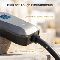 Chargeur EV portable avec écran de 2,4 pouces, 3 prises, bouton de réglage du courant/du minuterie, Type 2, TPU, IP65, CE/TUV/UKCA, chargeur EV portable 7 kW