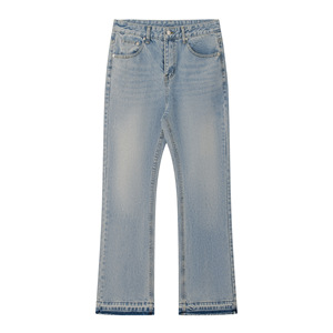 <span class=keywords><strong>Jean</strong></span> en denim léger personnalisable pour <span class=keywords><strong>homme</strong></span>, bleu délavé, coupe slim évasée, imprimé <span class=keywords><strong>poche</strong></span> <span class=keywords><strong>arrière</strong></span>, coupe droite vintage, idéal pour l'été - Product Image 3