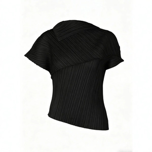 PY 2026 Ropa Occidental para Mujer, Ligera, Transpirable, Plisada Estilo Miyake, Cuello Asimétrico, Holgada, Ecológica, de Secado Rápido, al por Mayor - Product Image 2