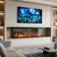 Insert de cheminée électrique certifié ETL à 3 faces, 40-100 pouces, avec flamme LED et chauffage, contrôle à distance via application Wi-Fi pour hall d'hôtel et villa