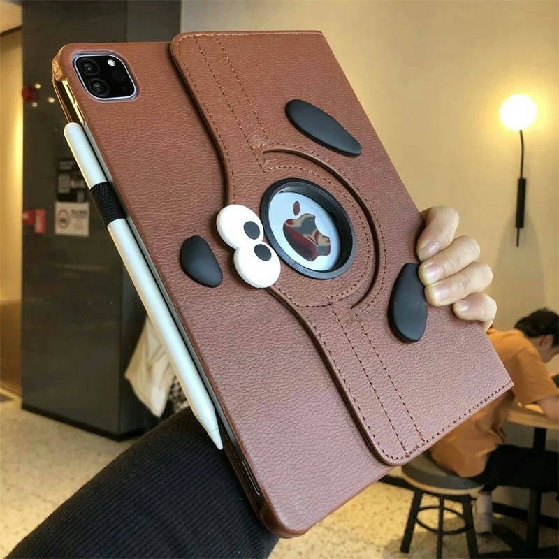 สติ๊กเกอร์ช่องใส่ปากกา DIY ลูกสุนัขสีน้ำตาลดำ หมุนได้ 360 องศา