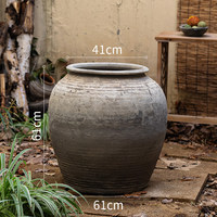 Grands pots à fleurs en céramique vintage et usés, pots à fleurs en fibre de verre pour la décoration de jardins et d'hôtels, uniques et faits à la main