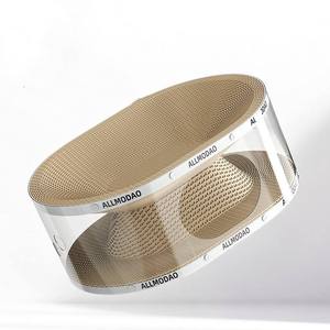 Lit grattoir pour chat en carton ondulé, planche à gratter ronde avec couvercle transparent, jouet couineur en Coroplast pour chats d'intérieur - Product Image 4
