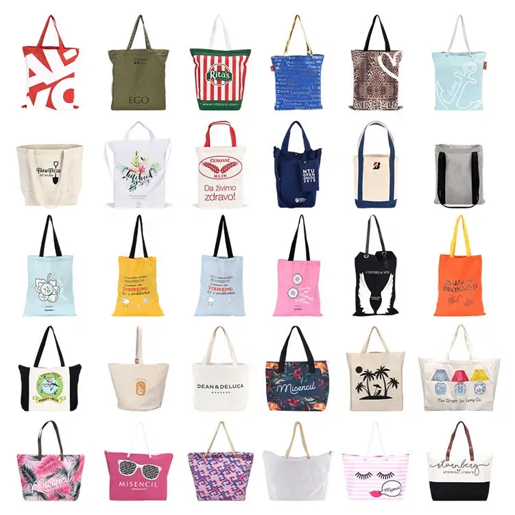 Vendita calda Eco Friendly riutilizzabile tessuto di tela di cotone Shopping Tote Bag con Logo personalizzato stampato